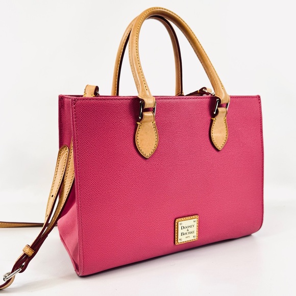 Dooney & Bourke Handbags - Dooney & Bourke Pink Pebbled Leather Janine Satchel Top Handle w crossbody strap